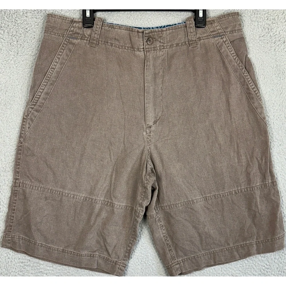 Life Is Good Shorts Mens XL Brown Canvas Chino Flat Front Casual Outdoor Pockets
